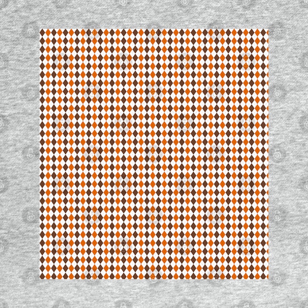 Brown Orange and White Argyle Pattern Diamond Checks by squeakyricardo